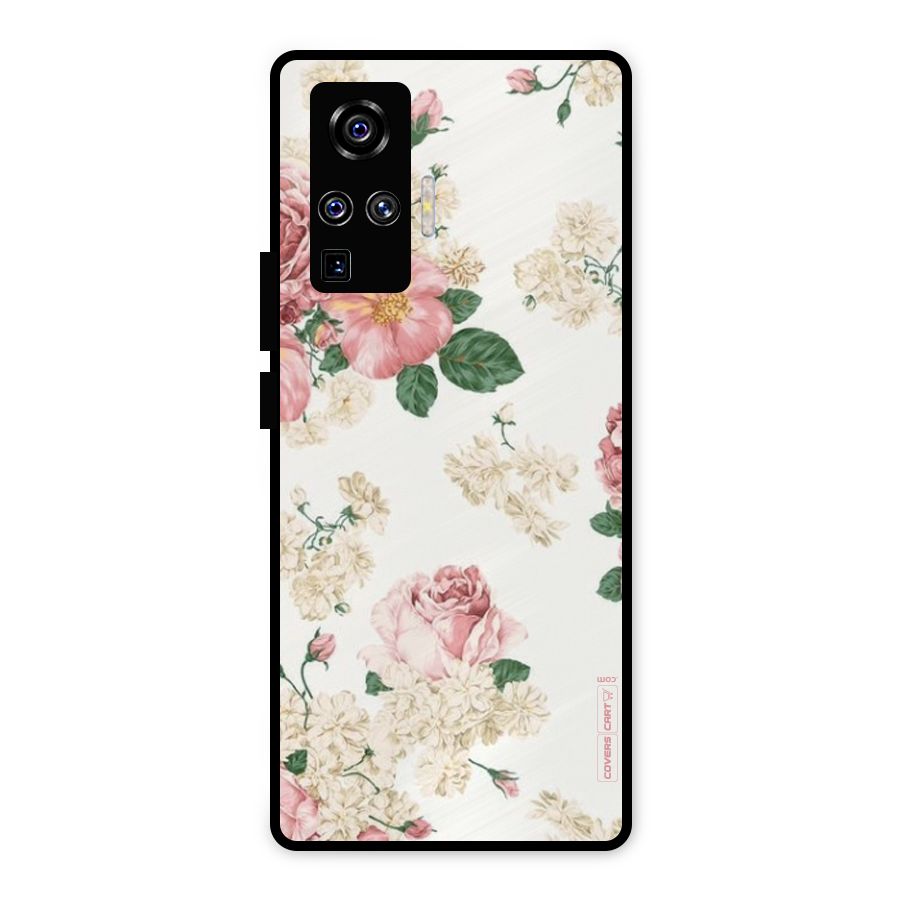 Vintage Floral Pattern Metal Back Case for Vivo X50 Pro