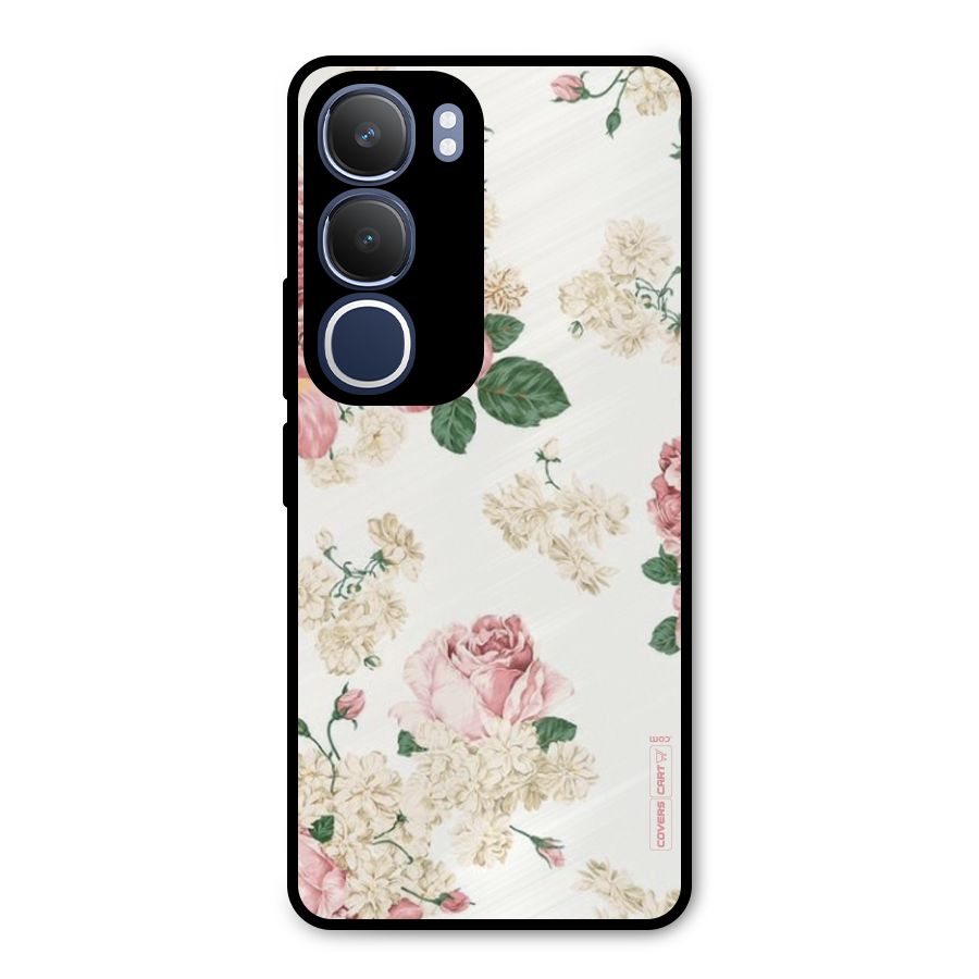 Vintage Floral Pattern Metal Back Case for Vivo Y29