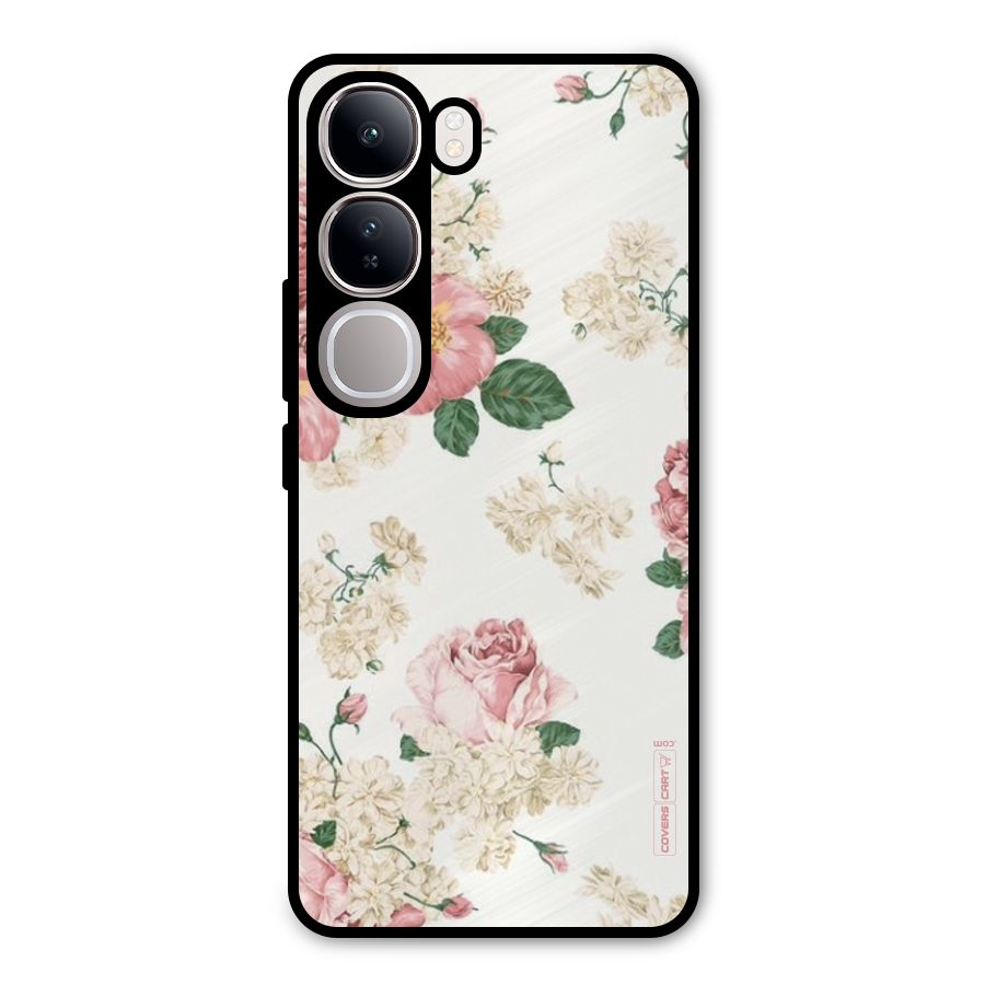 Vintage Floral Pattern Metal Back Case for Vivo Y300
