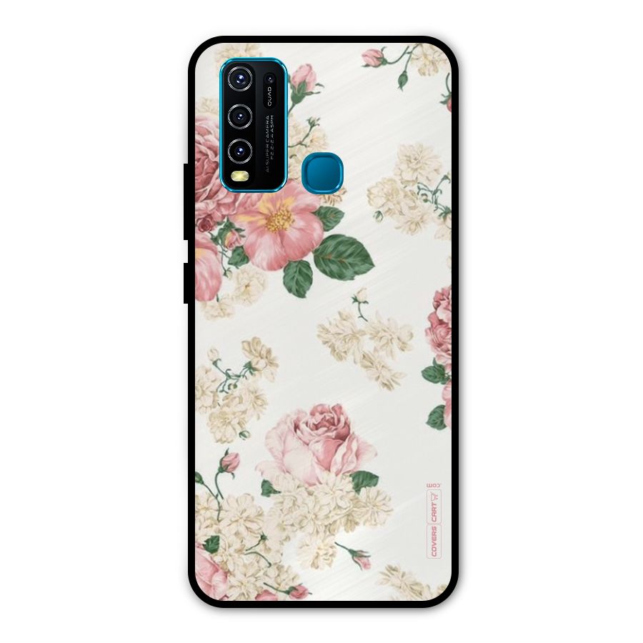 Vintage Floral Pattern Metal Back Case for Vivo Y50
