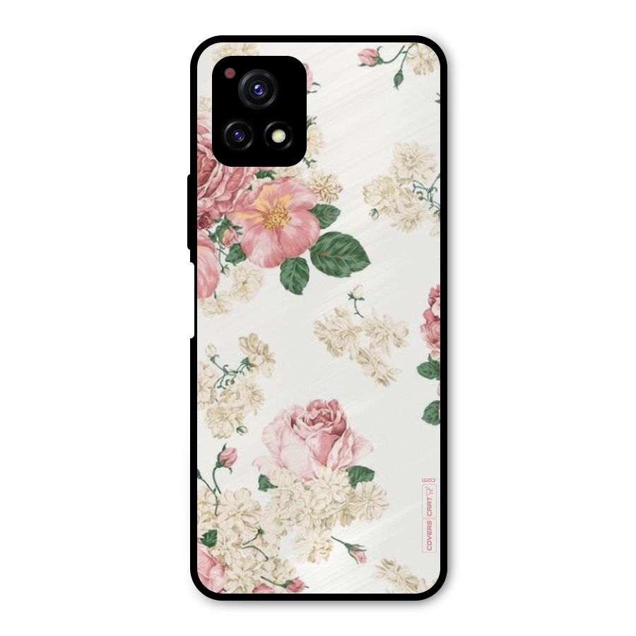 Vintage Floral Pattern Metal Back Case for Vivo Y72 5G