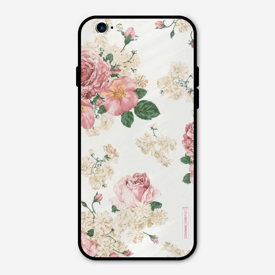 Vintage Floral Pattern Metal Back Case for iPhone 6 6s