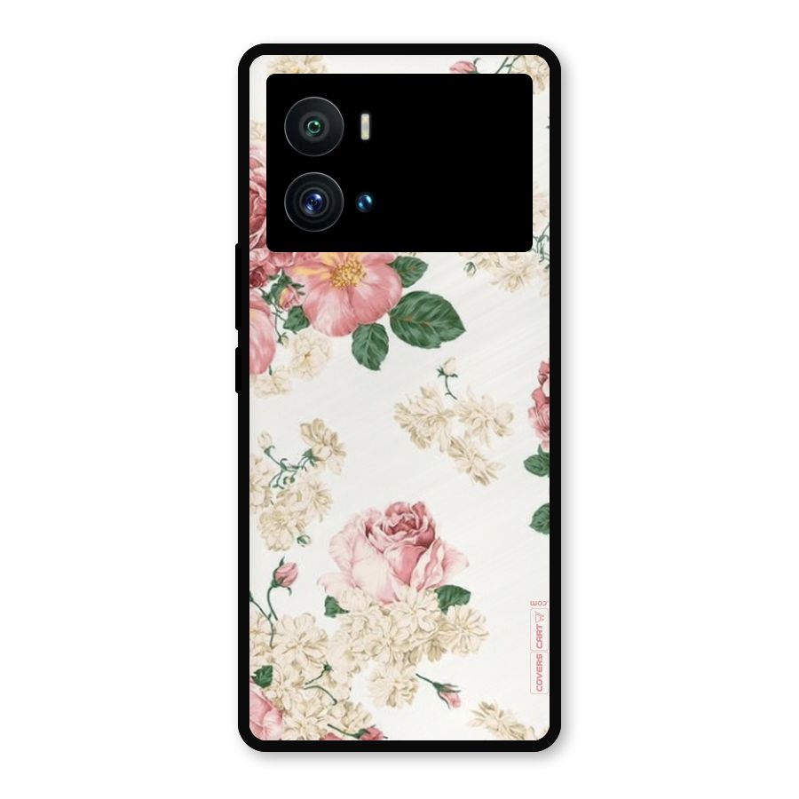 Vintage Floral Pattern Metal Back Case for iQOO 9 Pro