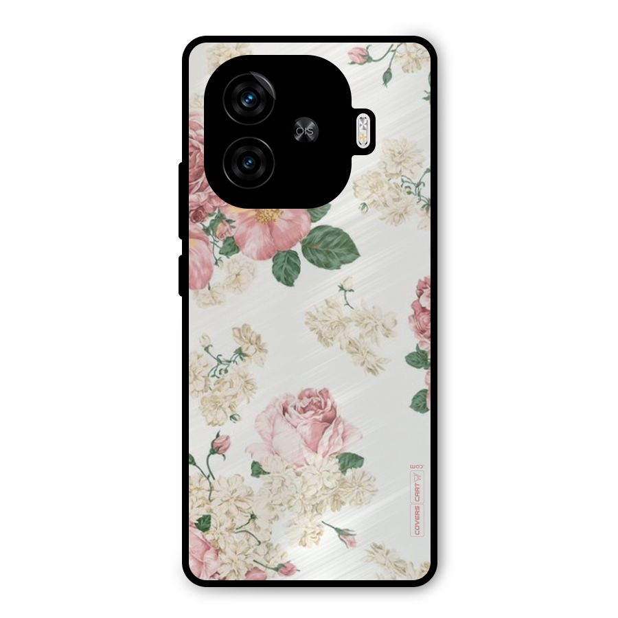 Vintage Floral Pattern Metal Back Case for iQOO Neo 10R