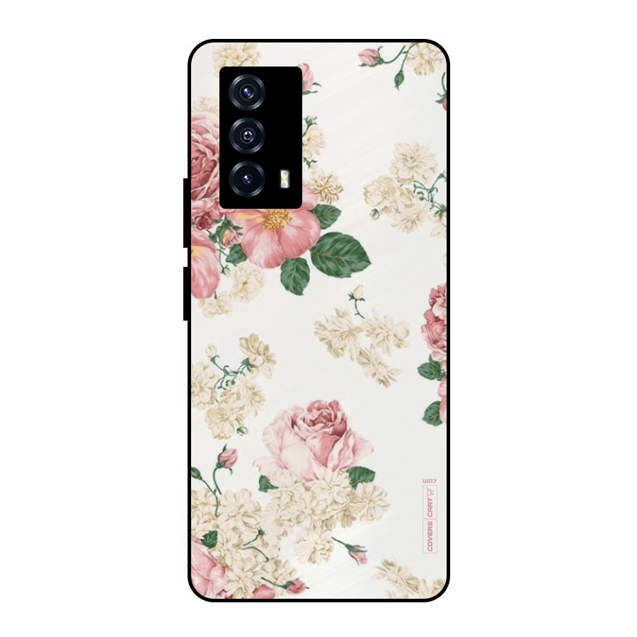 Vintage Floral Pattern Metal Back Case for iQOO Z5