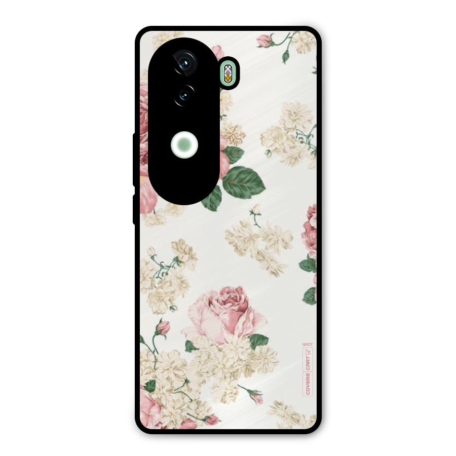Vintage Floral Pattern Metal Back Case for iQOO Z9s