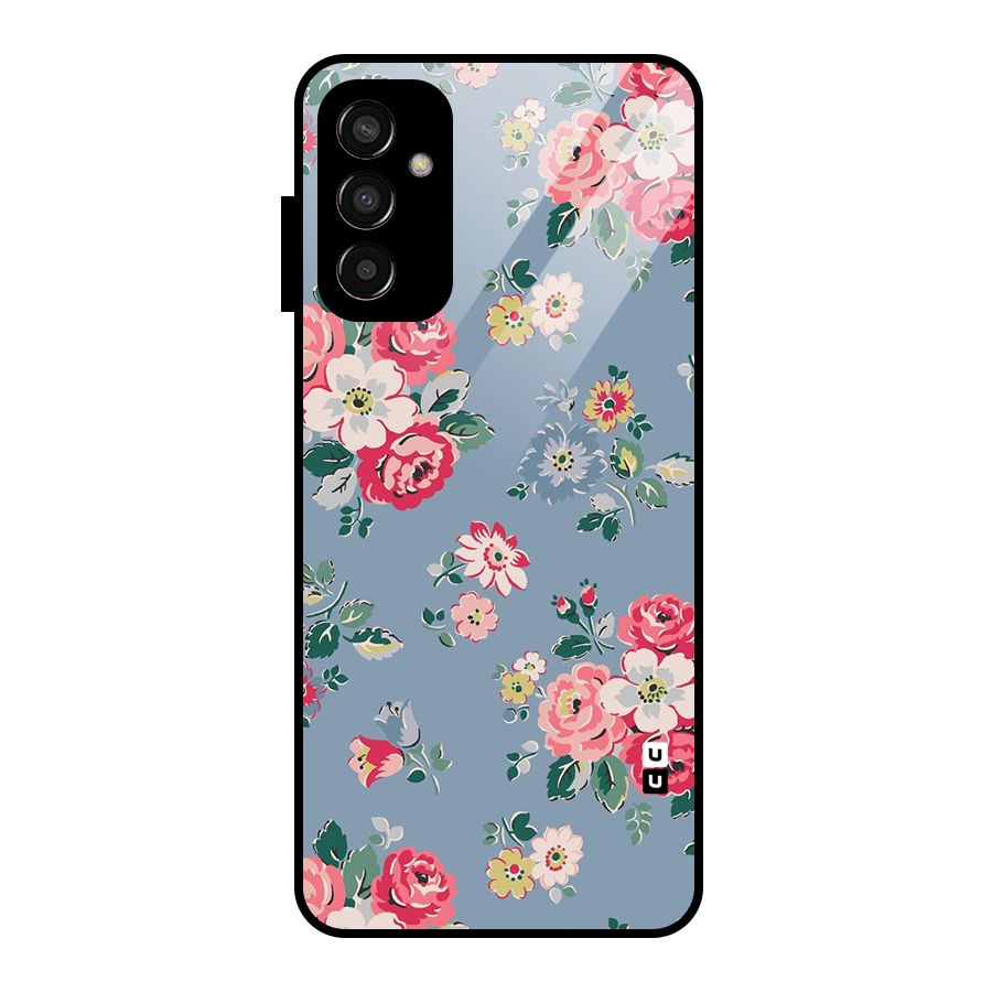 Vintage Flower Pattern Glass Back Case for Galaxy F13