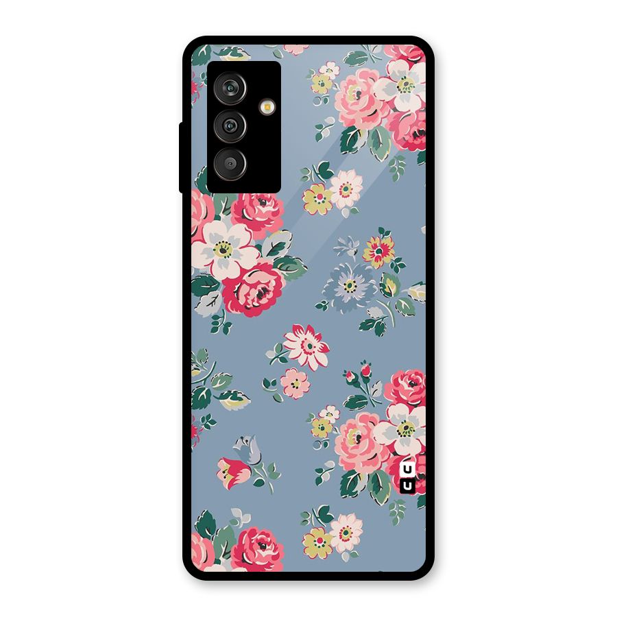 Vintage Flower Pattern Glass Back Case for Galaxy M13