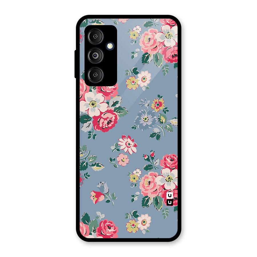 Vintage Flower Pattern Glass Back Case for Galaxy M14 5G
