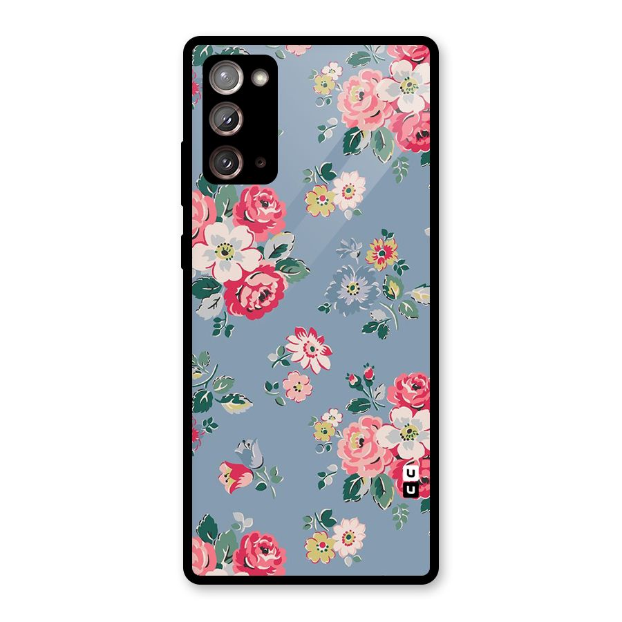 Vintage Flower Pattern Glass Back Case for Galaxy Note 20