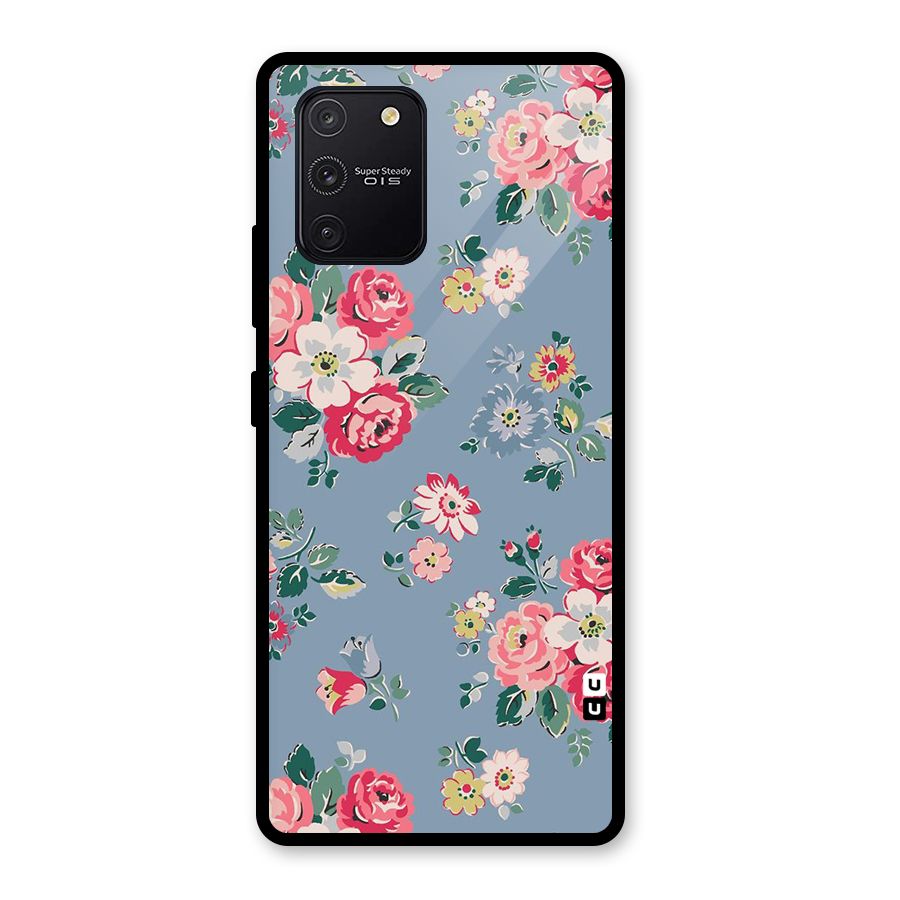 Vintage Flower Pattern Glass Back Case for Galaxy S10 Lite