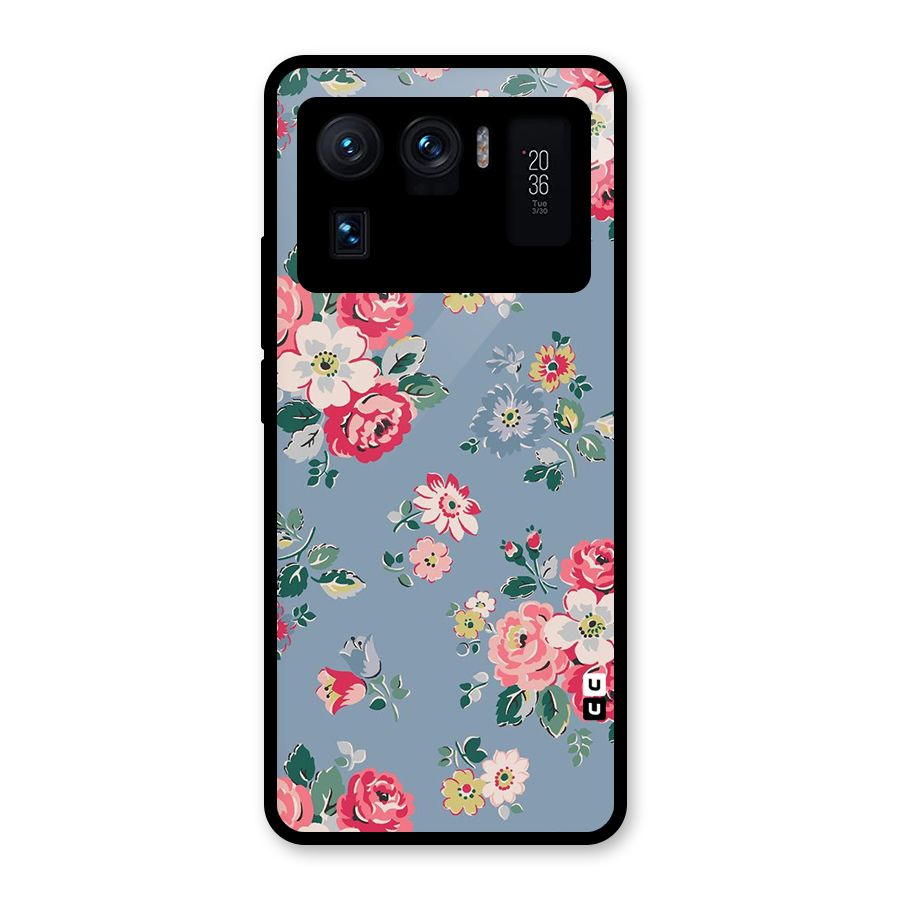Vintage Flower Pattern Glass Back Case for Mi 11 Ultra