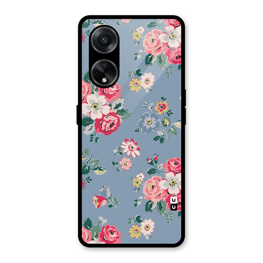 Vintage Flower Pattern Glass Back Case for Oppo F23