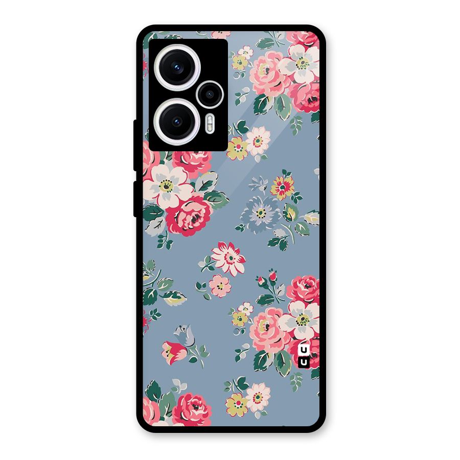 Vintage Flower Pattern Glass Back Case for Poco F5