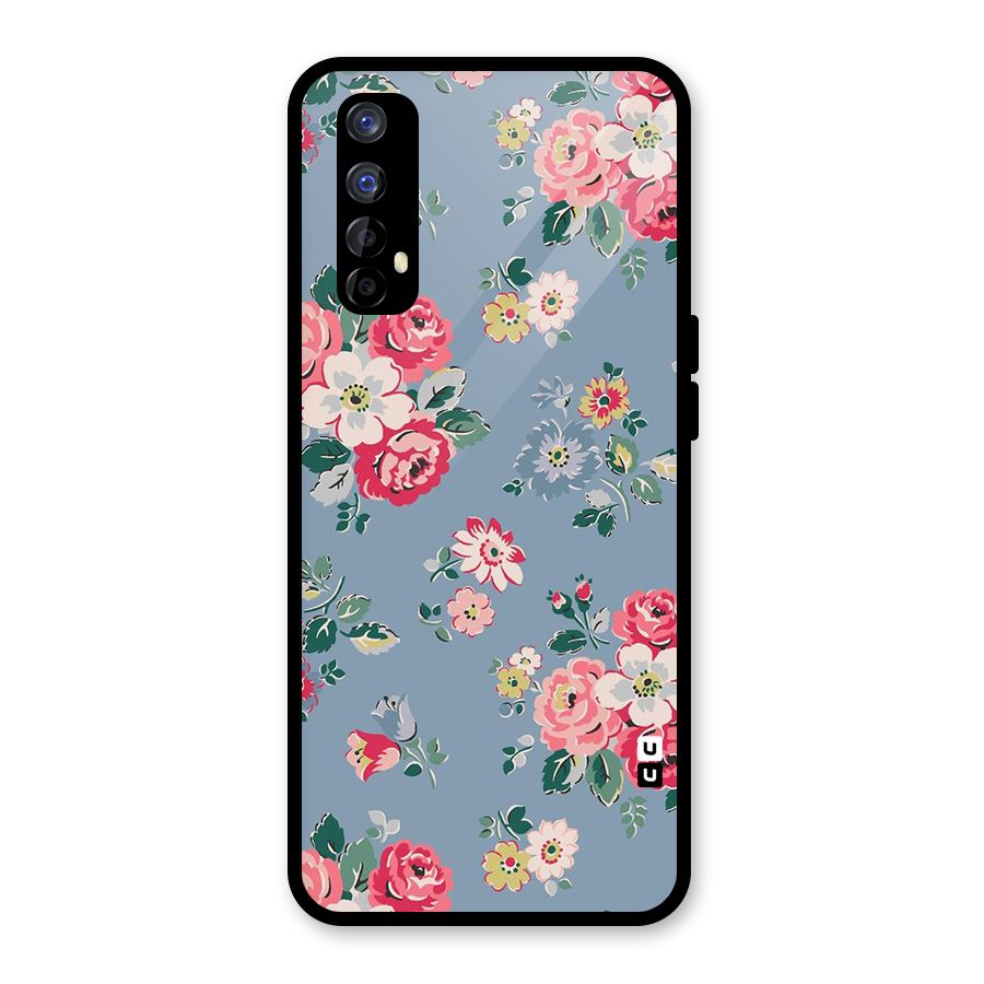 Vintage Flower Pattern Glass Back Case for Realme Narzo 20 Pro