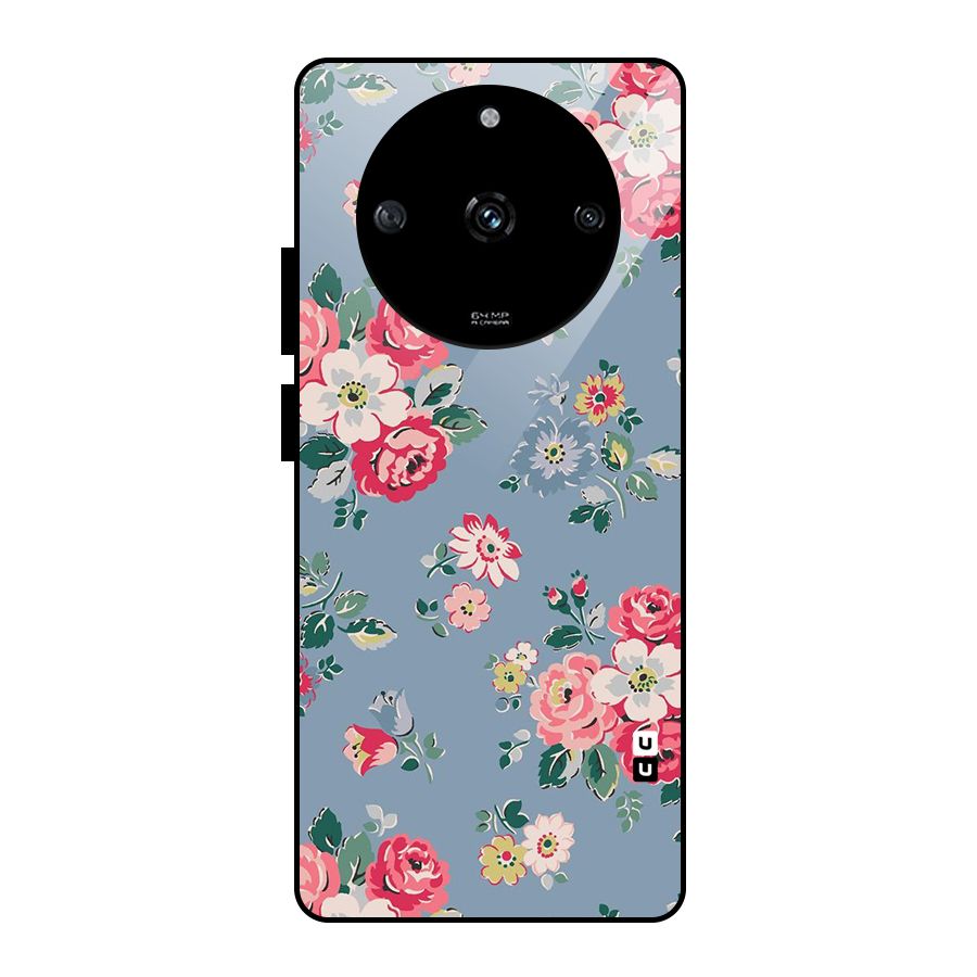 Vintage Flower Pattern Glass Back Case for Realme Narzo 60 5G