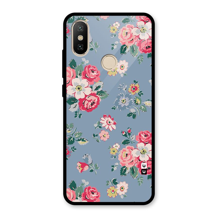 Vintage Flower Pattern Glass Back Case for Redmi A2