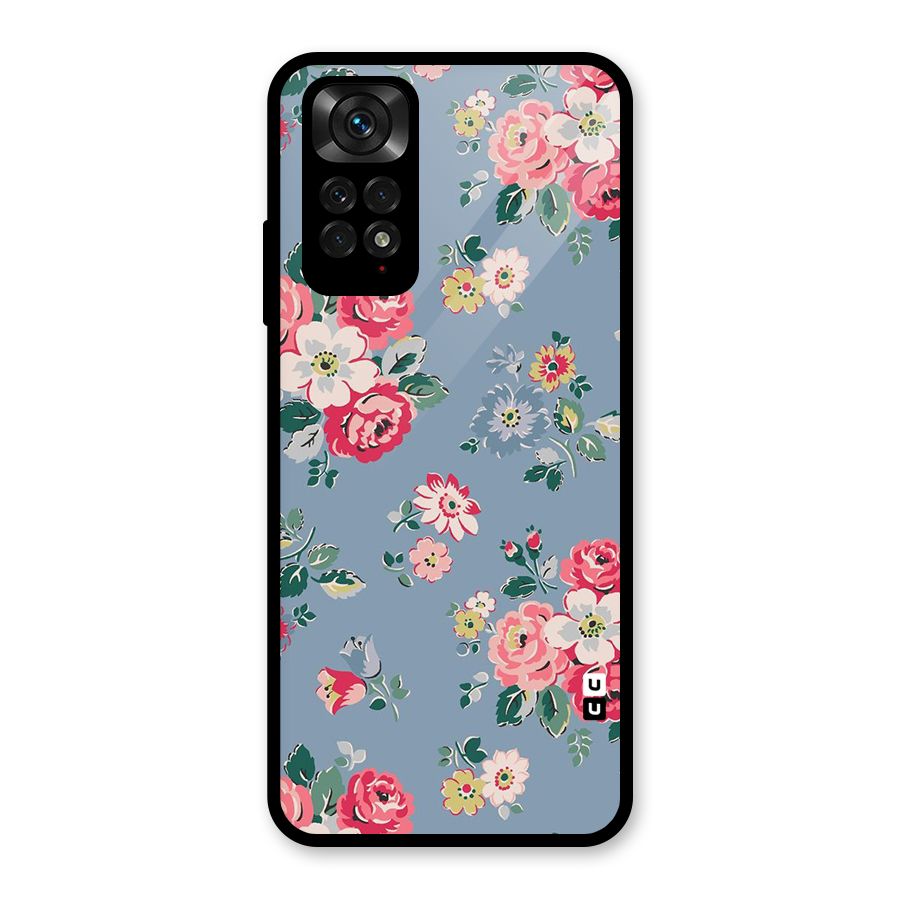 Vintage Flower Pattern Glass Back Case for Redmi Note 11S