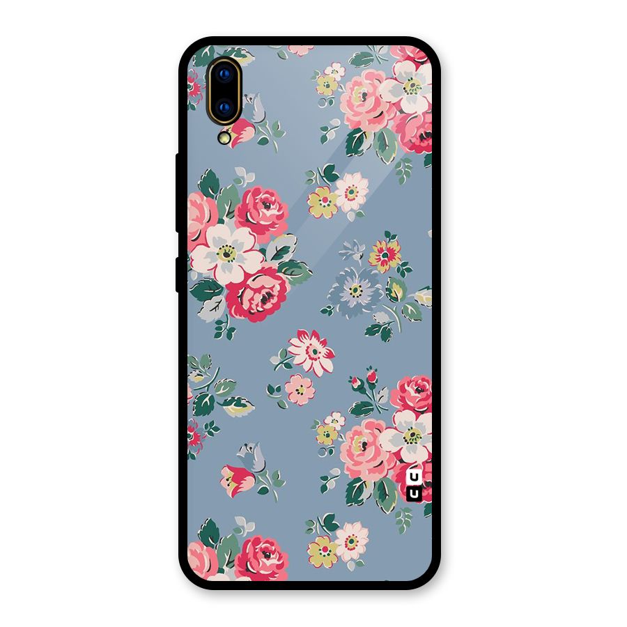 Vintage Flower Pattern Glass Back Case for Vivo V11 Pro