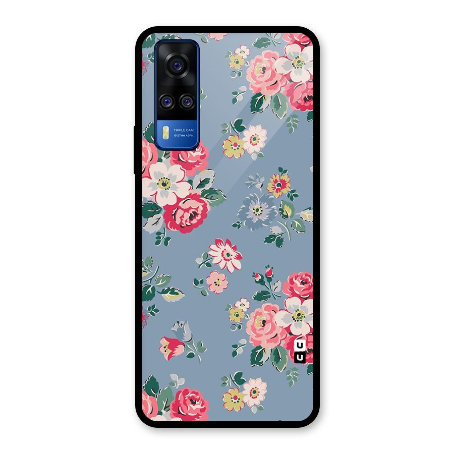 Vintage Flower Pattern Glass Back Case for Vivo Y31
