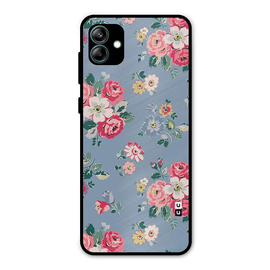 Vintage Flower Pattern Metal Back Case for Galaxy A04