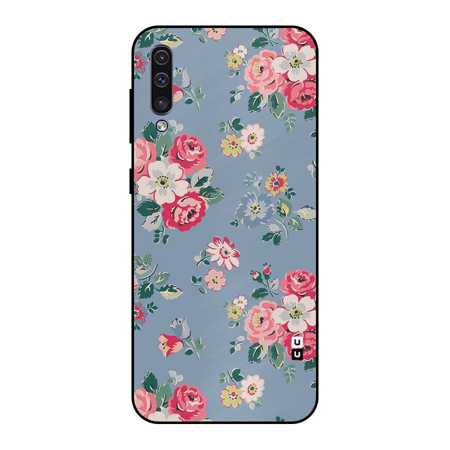 Vintage Flower Pattern Metal Back Case for Galaxy A30s