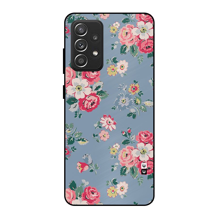 Vintage Flower Pattern Metal Back Case for Galaxy A52s 5G
