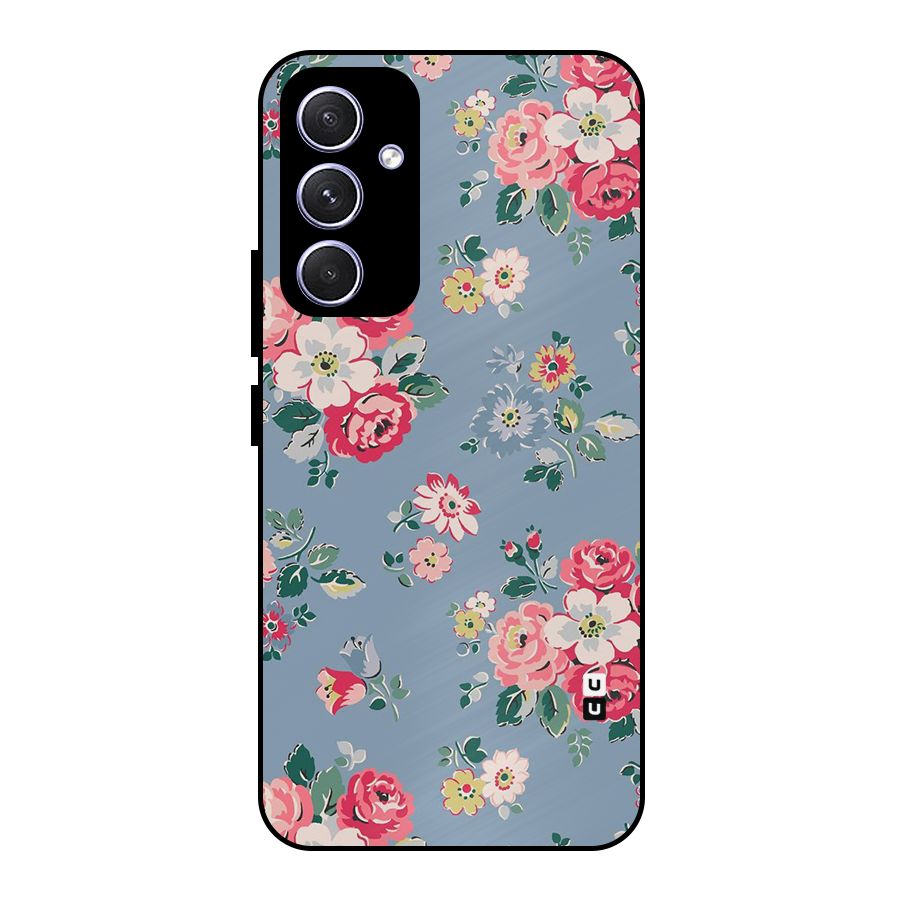 Vintage Flower Pattern Metal Back Case for Galaxy A54