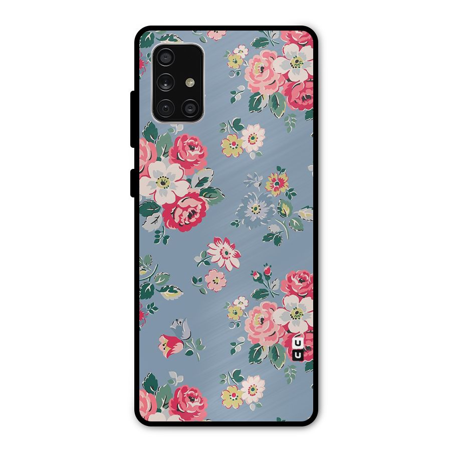 Vintage Flower Pattern Metal Back Case for Galaxy A71