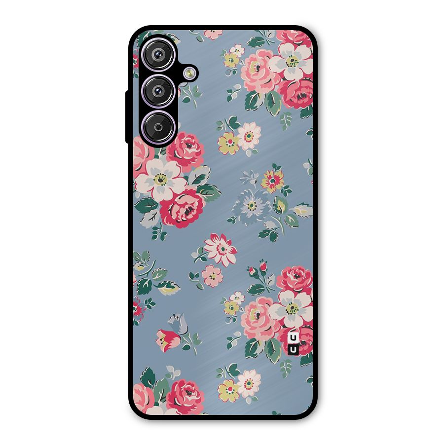 Vintage Flower Pattern Metal Back Case for Galaxy F15