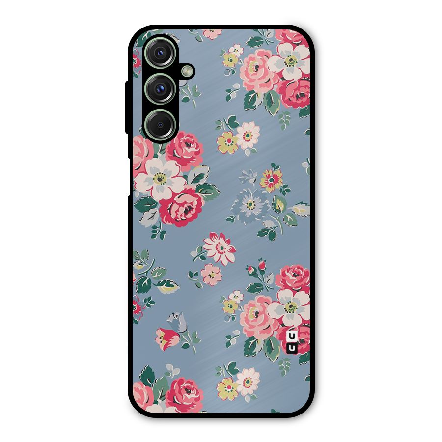 Vintage Flower Pattern Metal Back Case for Galaxy F34