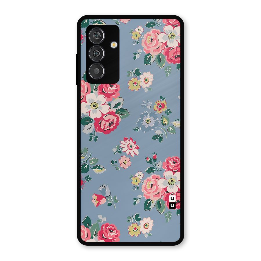 Vintage Flower Pattern Metal Back Case for Galaxy M14 5G