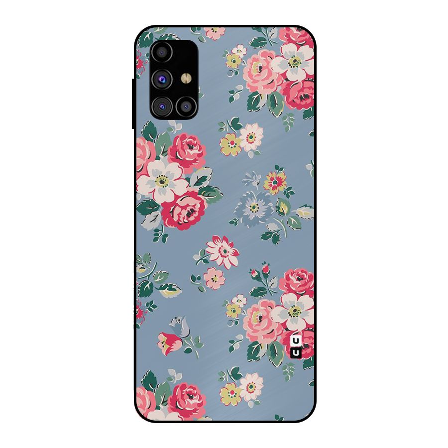 Vintage Flower Pattern Metal Back Case for Galaxy M31s