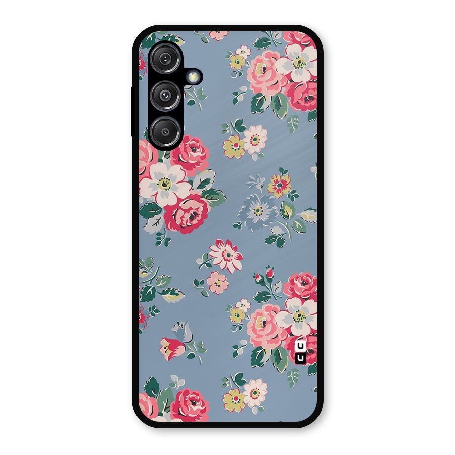Vintage Flower Pattern Metal Back Case for Galaxy M34 5G