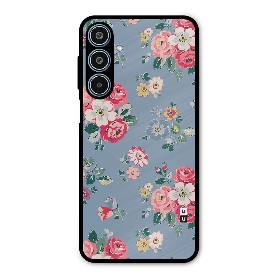 Vintage Flower Pattern Metal Back Case for Galaxy M35