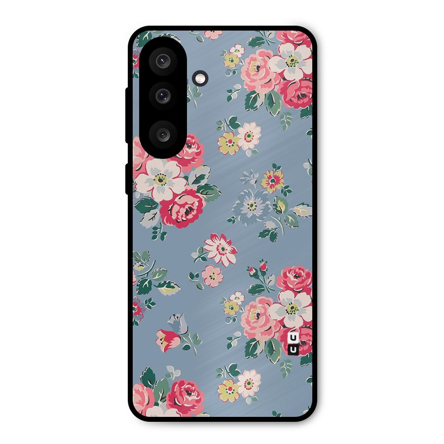 Vintage Flower Pattern Metal Back Case for Galaxy M56