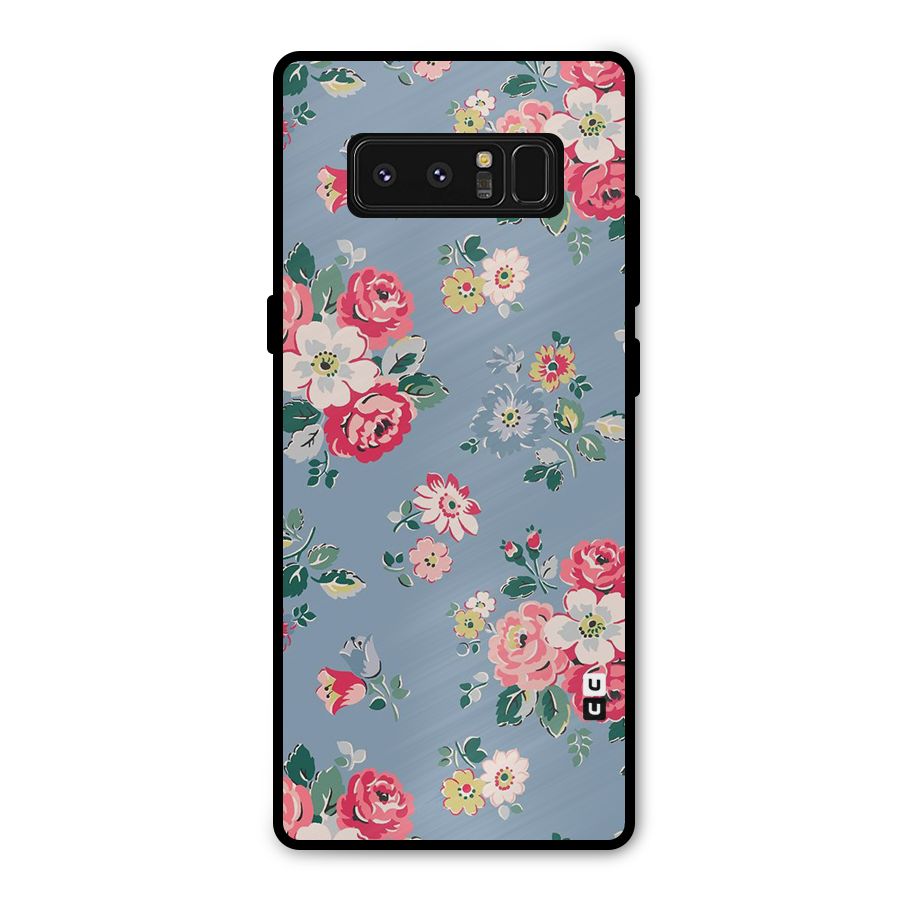 Vintage Flower Pattern Metal Back Case for Galaxy Note 8