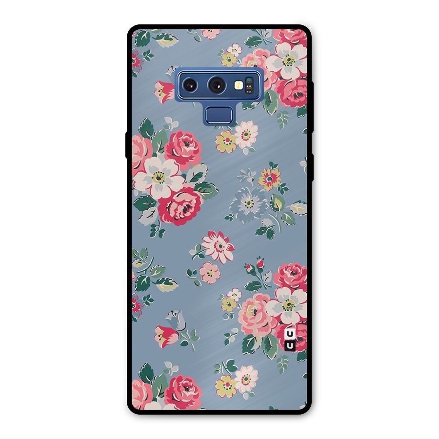 Vintage Flower Pattern Metal Back Case for Galaxy Note 9