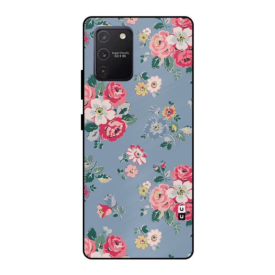 Vintage Flower Pattern Metal Back Case for Galaxy S10 Lite
