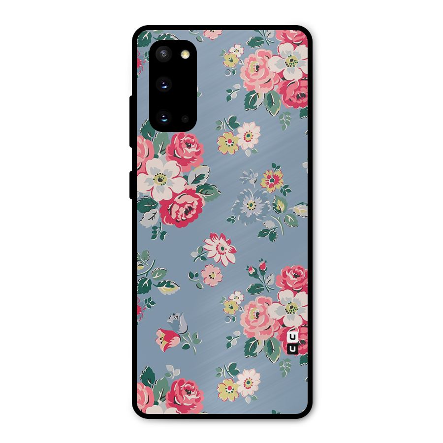 Vintage Flower Pattern Metal Back Case for Galaxy S20