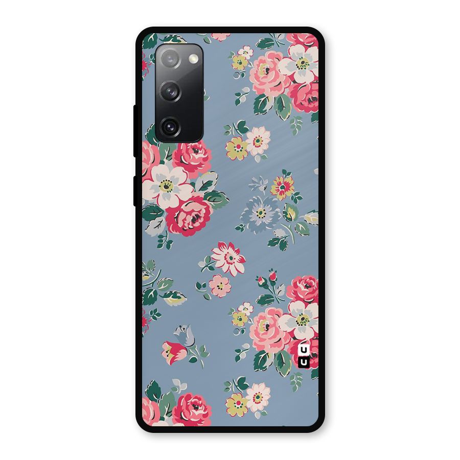 Vintage Flower Pattern Metal Back Case for Galaxy S20 FE