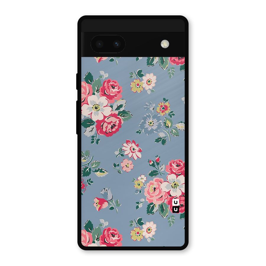Vintage Flower Pattern Metal Back Case for Google Pixel 6a