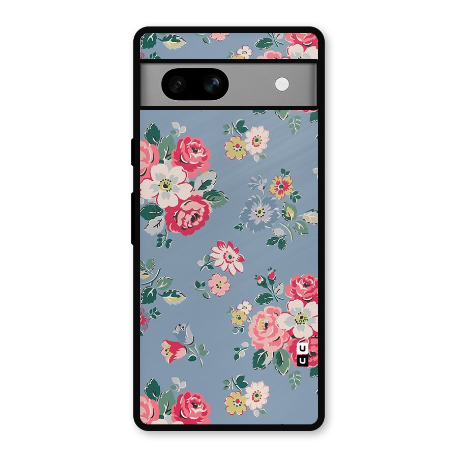 Vintage Flower Pattern Metal Back Case for Google Pixel 7a