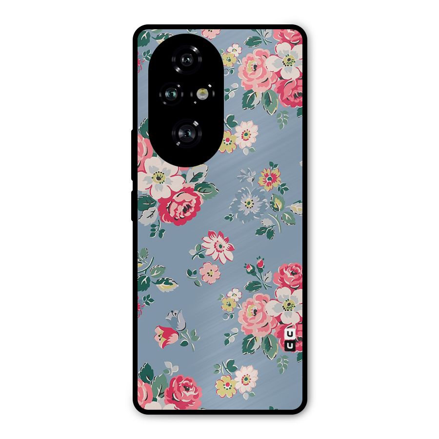 Vintage Flower Pattern Metal Back Case for Honor 200 Pro