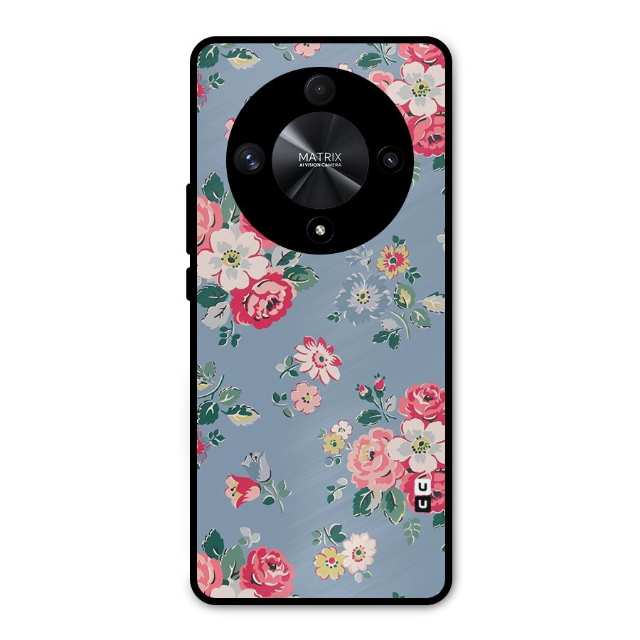 Vintage Flower Pattern Metal Back Case for Honor X9b