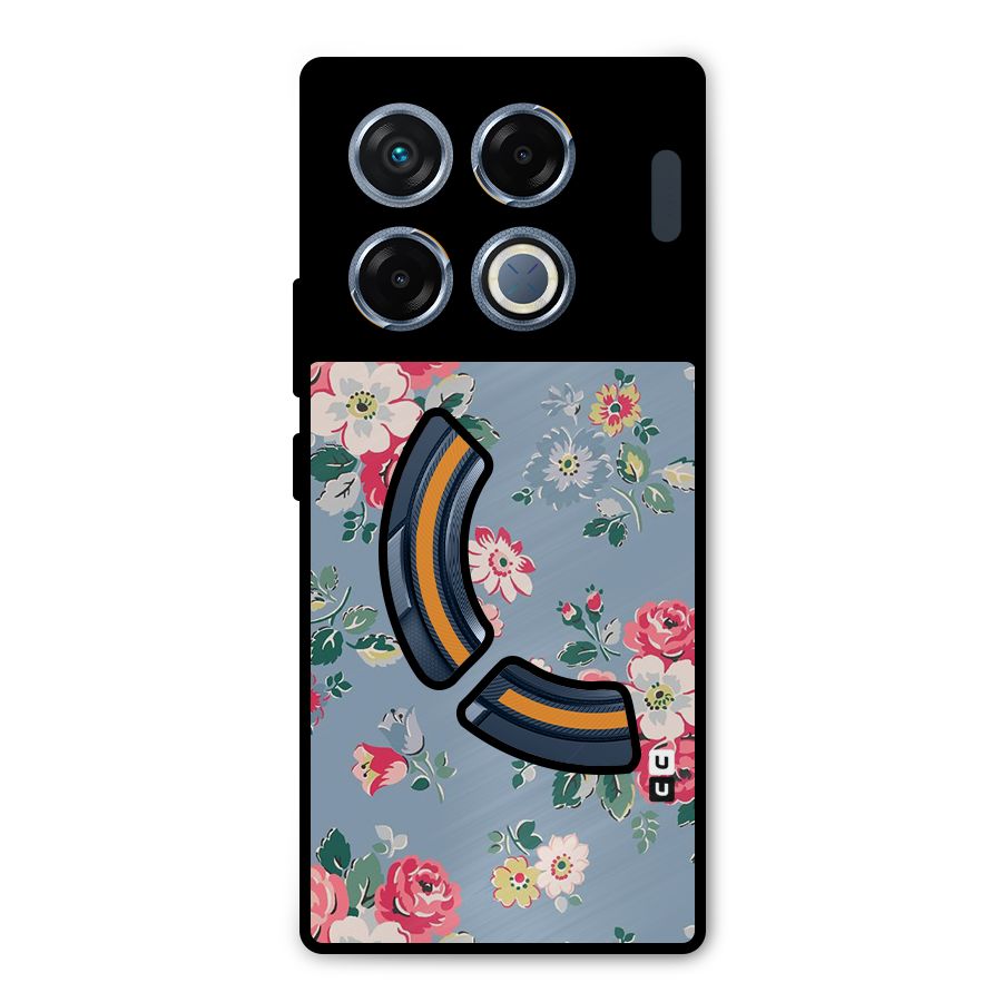 Vintage Flower Pattern Metal Back Case for Infinix GT 20 Pro