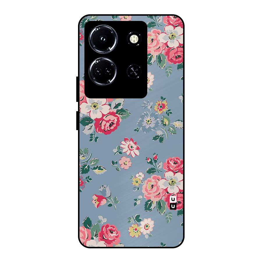 Vintage Flower Pattern Metal Back Case for Infinix Note 30 5G