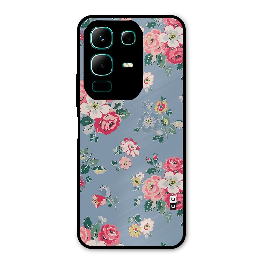 Vintage Flower Pattern Metal Back Case for Infinix Note 50x