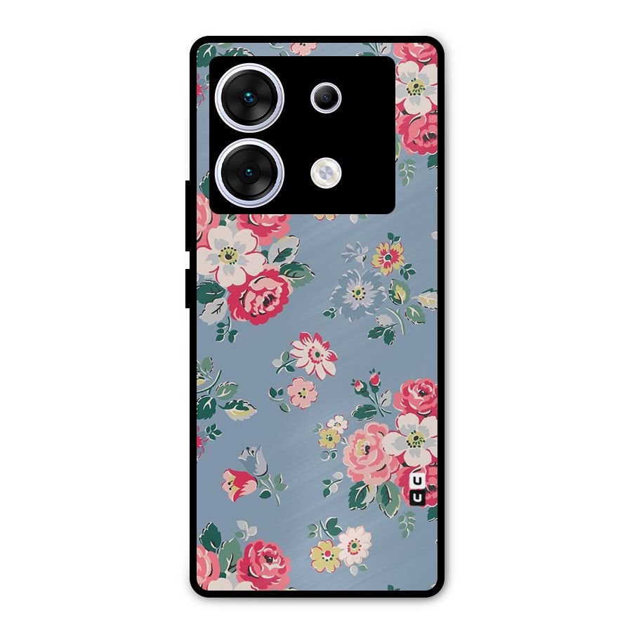 Vintage Flower Pattern Metal Back Case for Infinix Zero 30 5G