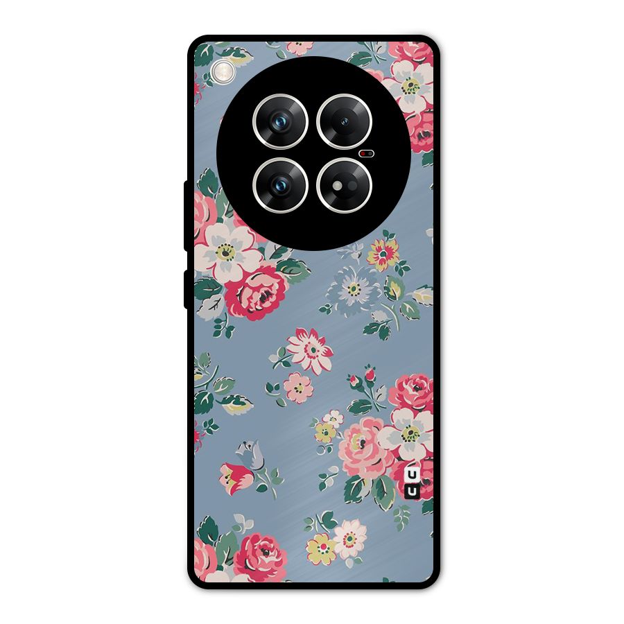 Vintage Flower Pattern Metal Back Case for Infinix Zero 40 5G